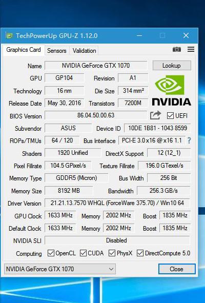 GPU-Z与GTX 1070显卡配合，全面了解各项参数及运行状态？  第4张